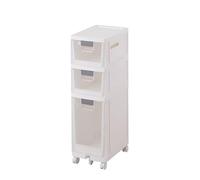Failjierue Narrow Tall Bathroom Floor Cabinet with Drawers Slim Storage Cart with Clear Drawers & Wheels Toilet Paper Organizer for Small Spaces & Tight Gaps(3-Tiers)