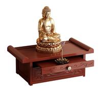 Failjierue Santuario Altar Budista Bambú con Cajón, Exhibición Estatua Buda, Mesa Oración Meditación Hogar para Rituales Espirituales(50cm)