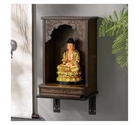 Failjierue Santuario Buda bambú con Bandeja retráctil, Estante Altar Escritorio o montado Pared para exhibir Salas Estar, decoración Salas Estudio(Wall-Mounted,30cm)
