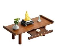 Failjierue Santuario Espiritual Budista Bambú, Mesa Altar Meditación con Bandeja Almacenamiento Retráctil, Mesa Adoración para Estatuas Buda, Porta Incienso(50x25cm)