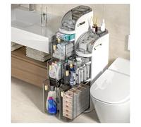 Failjierue Torre de almacenamiento estrecha de 3/4/5 niveles para baño, armario alto y delgado con cajones transparentes para colocar en la esquina de la cocina, lavandería (3 niveles)