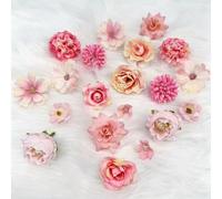 FAINCA 20 Piezas Cabezas de Flores Artificiales Decoracion 3-5 cm Decoración de Flores Artificiales Artificial Flowers Decoracion Mini Flores de Seda para Día de San Valentín DIY Bodas Hogar (Rosa)