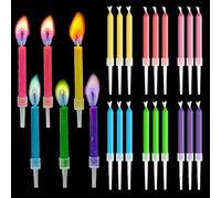 FAINCA 24 Piezas Velas Cumpleaños Originales Velas de Colores con Base Extraíble Birthday Candles Llamas de Colores Decoración Cumpleaños para Fiestas Infantiles Cumpleaños Adultos Tartas Boda (6cm)