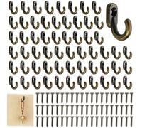 FAINCA 60 Piezas Colgador con 60 Tornillos Gancho Perchero Percha Pared Bronce Antiguo Ganchos Perchero Colgadores Pared para Puertas de Pared Armarios Percheros (1,7x1,3cm)