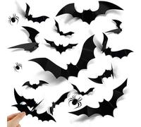 FAINCA 84 Piezas 3D Pegatinas Halloween Diseño Murciélago y Araña Murcielagos Halloween Decoracion Impermeable Murcielagos y Araña Vinilo para Ventanas para Sala Estar Dormitorio Pasillo Ventana