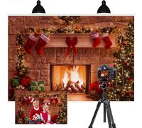FainFun 2 * 1.5m Fondo Navideño Fotografia Chimenea, Fondo para Fotos Navideñas, Telón de Fondo Fotográfico Navidad para Fotografía Navideña, Decoración de Fiestas.