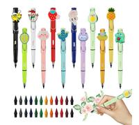 FainFun Lápiz infinito, 12 unidades perpetuos negros, 24 minas repuesto, fino, sin tinta, goma borrar, para niños