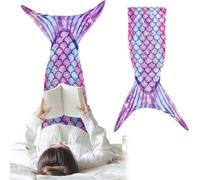 FainFun Manta Cola Sirena Niña, Manta Cola de Sirena, Manta Sirena Caliente, Manta Sofa Niña, Adecuado para Halloween, Navidad, Regalos de Cumpleaños 110 * 46cm