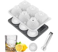 FainFun - Molde de cubitos de hielo de silicona 3D con tapa, para cócteles y whisky, para hacer cubitos de hielo, bombones, dulces de azúcar, jabones (1, gris, 6H)