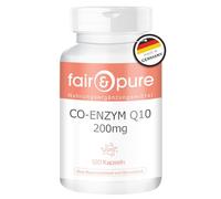 Fair & Pure Co-Enzyme Q10 Cápsulas 200mg, 120 unidades, complemento alimenticio vegano sin aditivos, fabricado en Alemania
