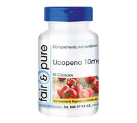 Fair & Pure Licopeno 20mg, 60 cápsulas, carotenoide procedente del extracto de tomate, complemento alimenticio vegano sin aditivos, fabricado en Alemania.