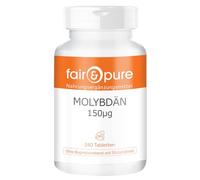 Fair & Pure Molibdeno 150μg, 240 unidades, 150μg por comprimido, complemento alimenticio vegano sin aditivos, fabricado en Alemania