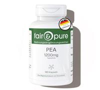 Fair & Pure PEA Cápsulas 1200mg por día, 180 piezas, palmitoyletanolamida, suplemento dietético vegano sin aditivos, fabricado en Alemania