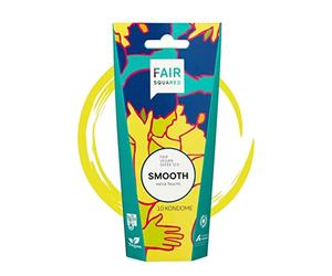 FAIR SQUARED 10 unidades de preservativos Smooth - extra húmedo con porción extra lubricante - preservativos veganos - Caucho natural sostenible & justo - LGBTQ - sensiblemente delicados y veganos