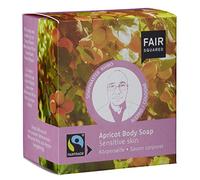 FAIR SQUARED Jabón de ducha sólido de albaricoque - Jabón corporal Sensitive Skin 2 x 80 gramos - para piel sensible - con aceite de semilla de albaricoque de comercio justo - Cosmética natural vegana