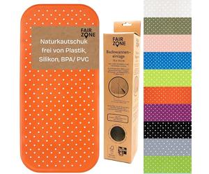 FAIR ZONE Alfombrilla antideslizante para bañera de 76 x 34 cm, sin plástico, goma natural con certificación FSC, 100 % BPA y PVC, color coral