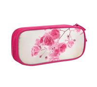 FAIRAH Bolsa con cremallera de doble capa con estampado de flores rosadas, bolsa de almacenamiento de papelería, Pink, Talla única, Mochila escolar