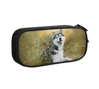 FAIRAH Bolsa de almacenamiento con cremallera de doble capa con diseño de perros husky lindos impresos de gran capacidad, Black, Talla única, Mochila escolar