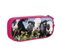 FAIRAH Bolsa de plumas con cremallera de doble capa con diseño de vacas blancas y negras, bolsa de almacenamiento de artículos de papelería, Pink, Talla única, Mochila escolar