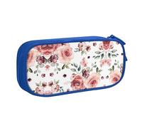 FAIRAH Bolsa para bolígrafos con cremallera de doble capa con estampado de rosas florecientes, bolsa de almacenamiento de papelería, Blue, Talla única, Mochila escolar