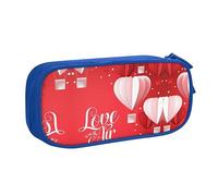 FAIRAH Bolsa romántica con cremallera de doble capa con diseño de globo de corazón, bolsa de almacenamiento de papelería, Blue, Talla única, Mochila escolar