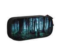 FAIRAH Ghost Hid Behind The Trees - Bolsa de almacenamiento para bolígrafos con cremallera de doble capa, Black, Talla única, Mochila escolar