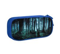 FAIRAH Ghost Hid Behind The Trees - Bolsa de almacenamiento para bolígrafos con cremallera de doble capa, Blue, Talla única, Mochila escolar