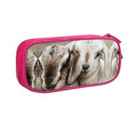 FAIRAH Linda oveja impresa gran capacidad doble capa cremallera pluma bolsa, papelería bolsa de almacenamiento, Pink, Talla única, Mochila escolar