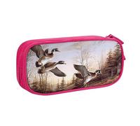 FAIRAH Mallard Ducks - Bolsa para bolígrafos con cremallera de gran capacidad, doble capa, bolsa de almacenamiento para artículos de papelería, Pink, Talla única, Mochila escolar