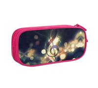 FAIRAH Nota musical impresa gran capacidad doble capa cremallera bolsa de bolígrafo, bolsa de almacenamiento de papelería, Pink, Talla única, Mochila escolar