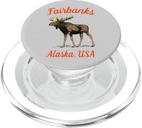 Fairbanks Alaska con Retro Moose Lovers Gráfico PopSockets PopGrip para MagSafe