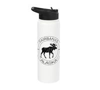 Fairbanks Alaska Est 1901 Alaska Alce Alce Ciervo Retro Stainless Steel Insulated Water Bottle