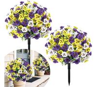 Fairblo Bola de Boj Artificial 60 cm Plantas Artificiales Exterior con Flores Artificiales Resistentes UV Topiarios Artificiales Realista con Estaca para Deco Exterior Porch Jardin Terraza Balcón Mace