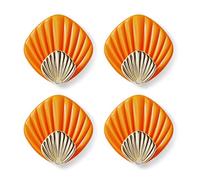 FAIREDEAR Ganchos autoadhesivos, sin perforaciones, pasta fuerte, 4 ganchos de viscosa, tipo de cuenco, puerta portante, pared trasera, baño, cocina, llaves, sin rastros de pasta de uñas (naranja)