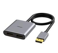 fairikabe Adaptador Divisor DisplayPort a Doble DisplayPort 4K60Hz para Dos Pantallas, Adaptador MST DP con Salidas 1 en 2, concentrador DP