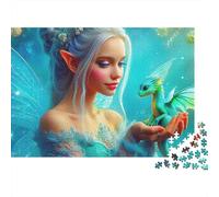 Fairl y el dragón Puzzle 1000 Piezas para Adultos, Juegos Educativos, Antiestrés, Ejercita Memoria, Regalos para Adultos 500pcs (52x38cm)