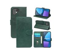 (Fairphone 5, green) Flip Phone Case for Fairphone 5 Calfskin Front Buckle Wallet Card Holder Protective Case
