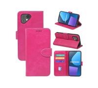 (Fairphone 5, Rose red) Flip Phone Case for Fairphone 5 Calfskin Front Buckle Wallet Card Holder Protective Case