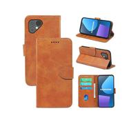 (Fairphone 6, yellow) Flip Phone Case for Fairphone 5 Calfskin Front Buckle Wallet Card Holder Protective Case