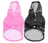 Fairsailrain Dog Raincoat with Reflective Stripe, Impermeable Hooded Rainwear for Pets, PU Coated Polyester 2pcs Set for Night Safety (SG)