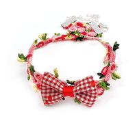 Fairsailrain Flower Dog Collar, Handmade Bowtie Pet Necklace, Adjustable Fabric Art Pet Decoration, Suitable for Small Dogs and Cats (L (Suitable Neck Circumference: 11.81in+1.97in))