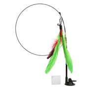 Fairsailrain Funny Cat Feather Stick, Suction Cup and Handheld Dual Mode, Steel Wire Material, Replaceable Feather Head for Cats Kittens (Green Feather)