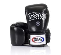Guantes de Boxeo Fairtex BGV1 para Entrenamiento y Sparring de Muay Thai, Hombres, Mujeres y Niños | Guantes MMA para Artes Marciales, Ligeros y Amortiguadores -(Negro 16 oz)