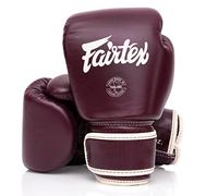 Fairtex BGV16 - Guantes de Boxeo de Cuero para Muay Thai (Granate, 12 onzas)