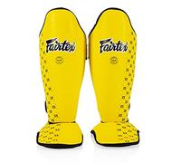 Fairtex Competition Muay Thai - Espinilleras SP5 - Negro, Azul, Amarillo, Rojo (Amarillo, XL)
