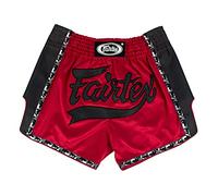 Fairtex Pantalones Cortos de Boxeo Muay Thai de Corte Delgado (Rojo Y Negro, M)