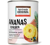 fairtrade ORIGINAL Rodajas de piña en su propio zumo sin azúcar añadido, 560 g