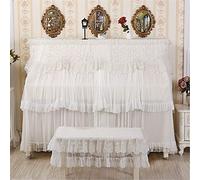 FAiruo Cubierta de piano Bordado de encaje Piano Cubierta completa Cubierta de taburete individual Doble cortina abierta Cubierta de piano PRÁCTICA Y HERMOSA Bolsos, fundas y estuches (Color : Bianco