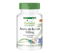 Fairvital | Aceite de Borraja 500mg - VEGANO - Prensado en frío - Rico en Omega 6 - Dosis elevada - 120 Cápsulas (Perlas) - Calidad Alemana