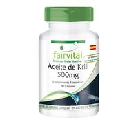 Fairvital | Aceite de Krill 500mg - Dosis elevada - Krill Superba - Rico en Omega 3 EPA y DHA - 90 Cápsulas - Calidad Alemana
